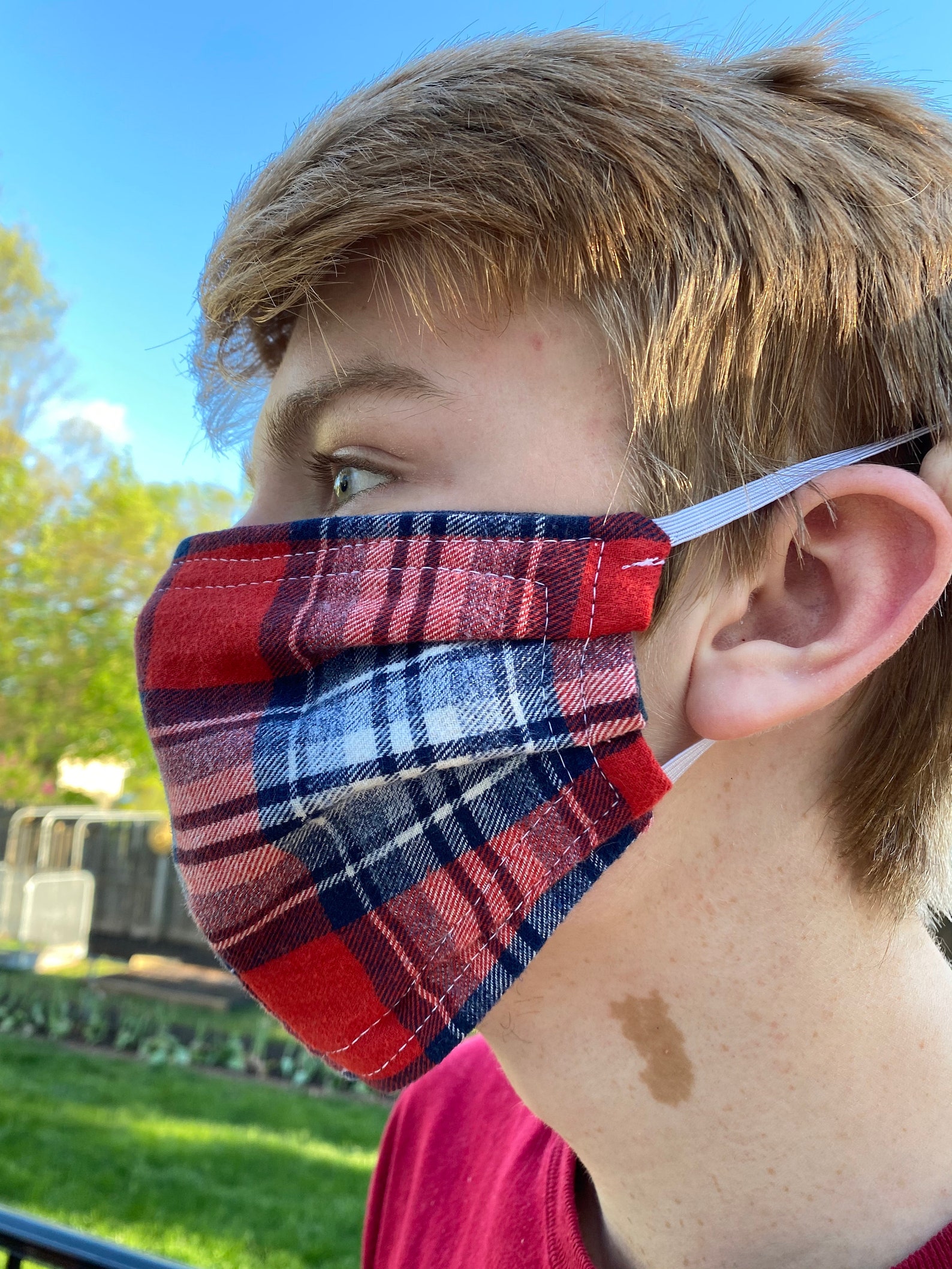 Flannel Shirt Face Mask Hand Made Plaid Man's Facemask Etsy