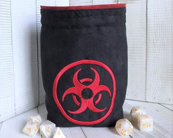 Biohazard Dice Bag, Embroidered, Reversible Pouch