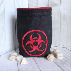 Biohazard Dice Bag, Embroidered, Reversible Pouch