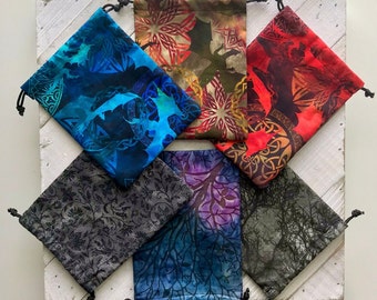 Handmade Cotton Dice Bag: Small Drawstring Pouch, Gamer Gift