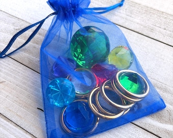 Sonic Chaos Emeralds and Rings Set – Acrylic Gems, Gold Metal