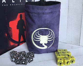Face Grabber Dice Bag-Purple, Embroidered, Reversible Pouch, RPG, Gamer Gift