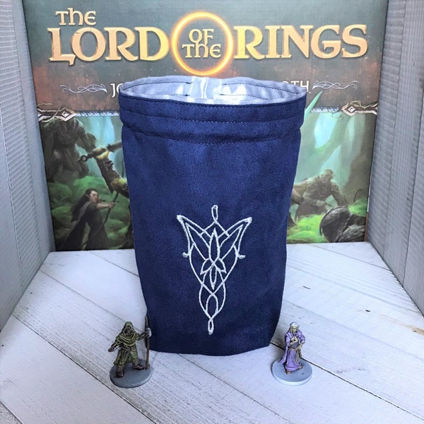 Lord of the Rings Arwen's Evenstar Dice Bag, Reversible Pouch, Embroidered, Homemade, Tolkien, Bag of Holding, Gamer Gift