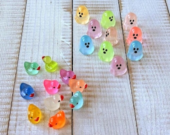 Glow-in-the-Dark Resin Ghosts & Ducks: Multi-Color Fairy Garden Minis (10ct)