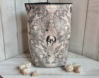 Skull Spider Lace Dice Bag: Reversible Gothic Pouch