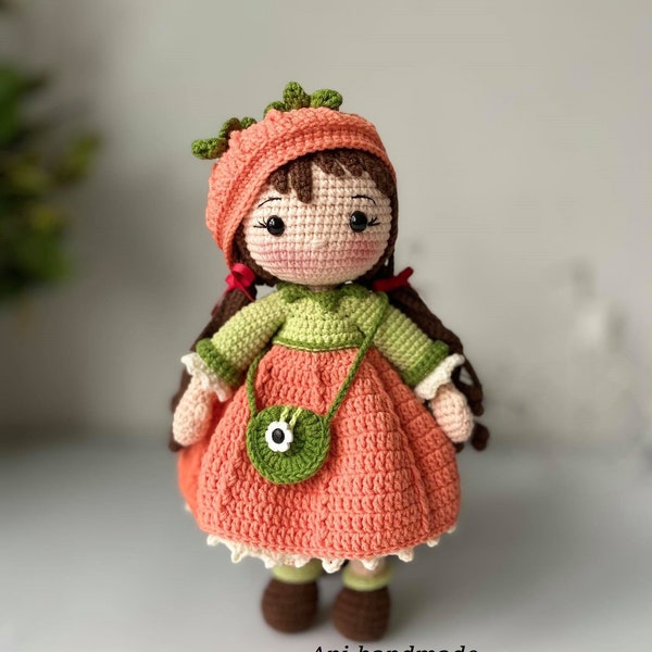 PDF English pattern, crochet doll pattern, pattern  for Pumpkin doll, (With one free pattern)