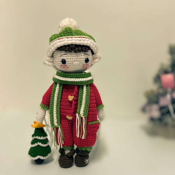 PDF English,the christmas elf , Crochet DPF pattern,Amigurumi,Crochet pattern dooll,  Amigurumi pattern English,christmas elf