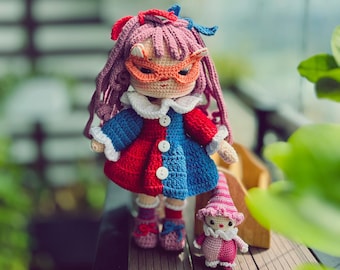 Crochet Clown Doll Pattern: MABLE, English PDF (27cm)