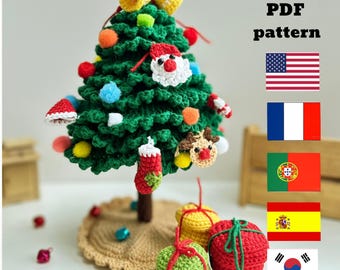 Crochet Christmas Tree Pattern, Decorations PDF (English, French, Español, Portuguese, Korean)
