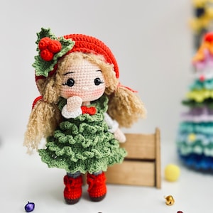 Crochet PDF English,Français, Español, Portuguese, Korean pattern, MERRY doll, Christmas tree doll, Crochet doll pattern image 6