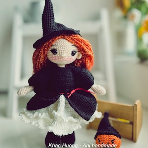 Crochet doll pattern, PDF English,MARIS, little witch,  Instant download (With one gift)