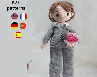 Groom Doll Crochet Pattern, Multi-Language PDF