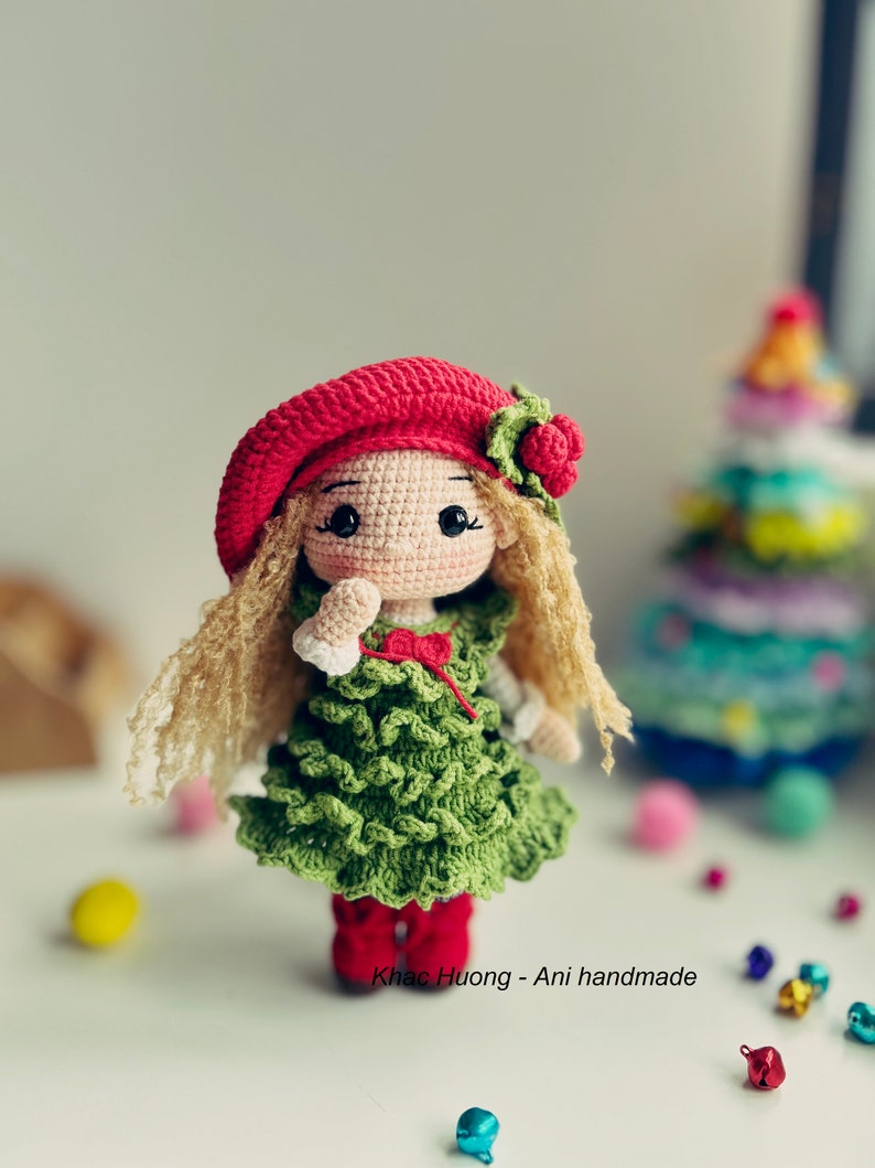 Crochet PDF English,Français, Español, Portuguese, Korean pattern, MERRY doll, Christmas tree doll, Crochet doll pattern image 4