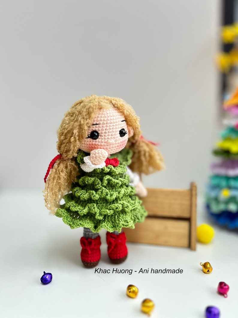 Crochet PDF English,Français, Español, Portuguese, Korean pattern, MERRY doll, Christmas tree doll, Crochet doll pattern image 7