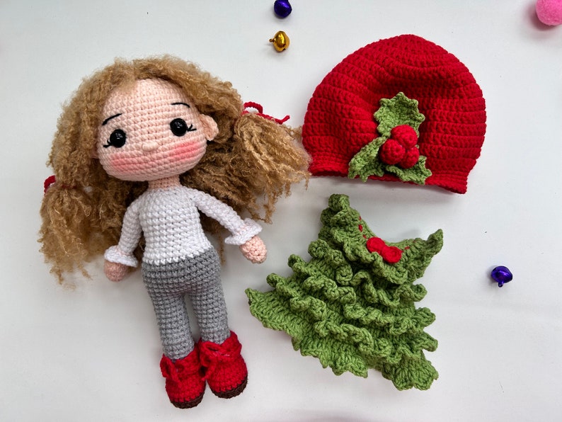 Crochet PDF English,Français, Español, Portuguese, Korean pattern, MERRY doll, Christmas tree doll, Crochet doll pattern image 10