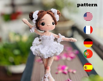 かぎ針編みのバレエ人形パターン、あみぐるみ MIA 人形 (PDF パターン)