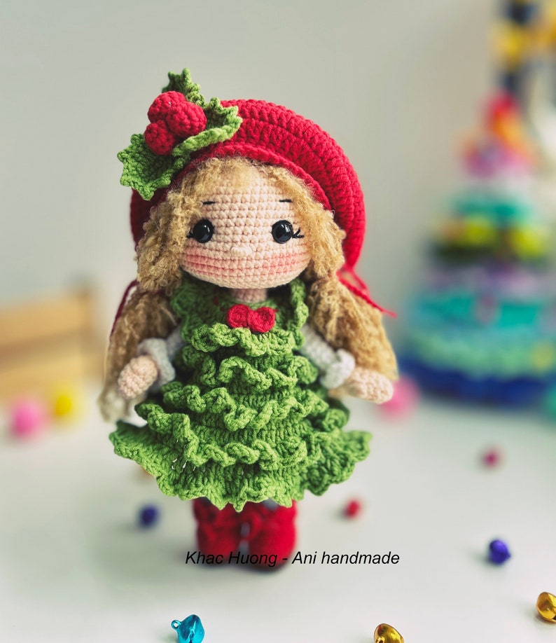 Crochet PDF English,Français, Español, Portuguese, Korean pattern, MERRY doll, Christmas tree doll, Crochet doll pattern image 3