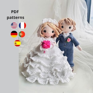 Crochet Doll Pattern: The Couple Amigurumi, Bride and groom patterns (PDF in English, French, Spanish, Portuguese, German)