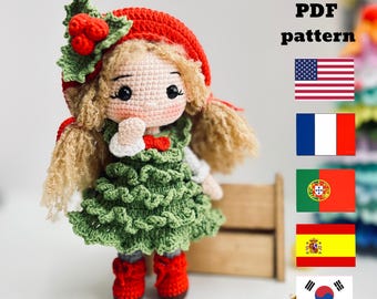 Crochet Christmas Tree Doll Pattern, MERRY Doll (PDF)