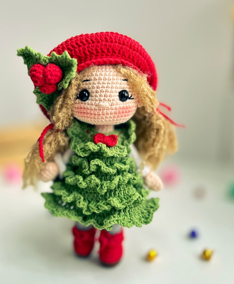 Crochet PDF English,Français, Español, Portuguese, Korean pattern, MERRY doll, Christmas tree doll, Crochet doll pattern image 9