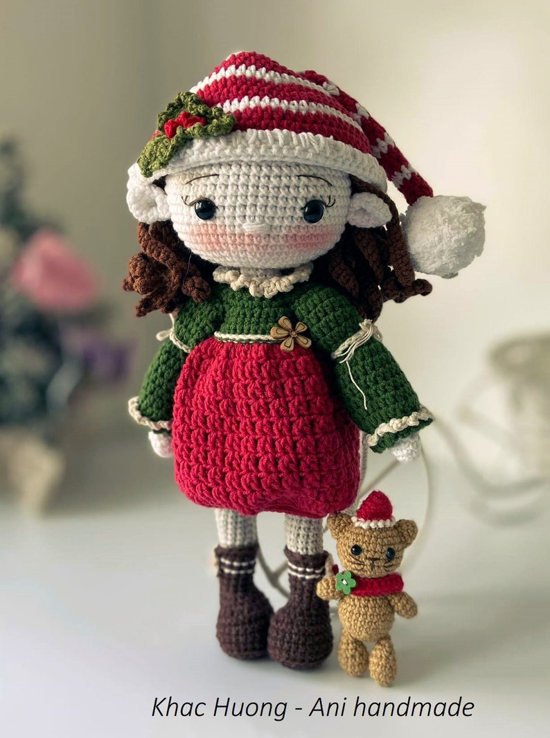 Christmas Elf Crochet Doll Pattern, English (PDF) image 2
