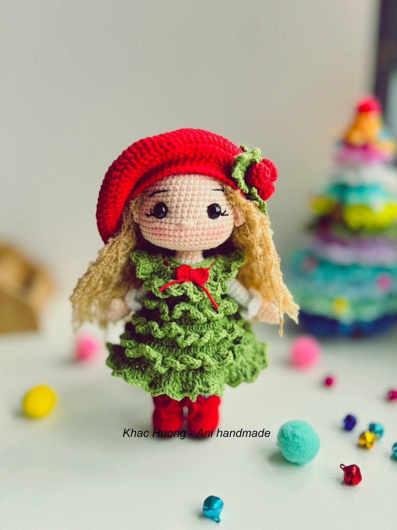 Crochet PDF English,Français, Español, Portuguese, Korean pattern, MERRY doll, Christmas tree doll, Crochet doll pattern image 8