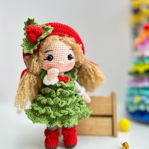 Crochet PDF English,Français, Español, Portuguese, Korean pattern, MERRY doll, Christmas tree doll, Crochet doll pattern image 2