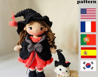 Crochet Witch Doll Pattern, Halloween Ghost, Lumi Amigurumi (PDF Pattern)