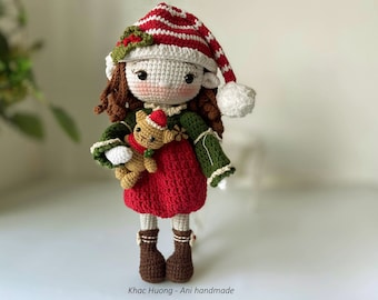 Christmas Elf Crochet Doll Pattern, English (PDF)