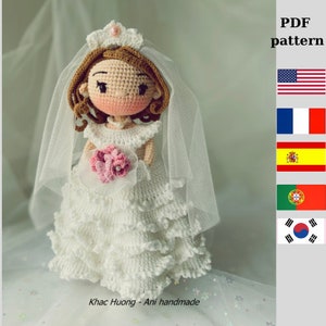 FARRAH doll, Bride doll, PDF English, France, Spain, Portugal, Korea,  pattern , Crochet doll pattern