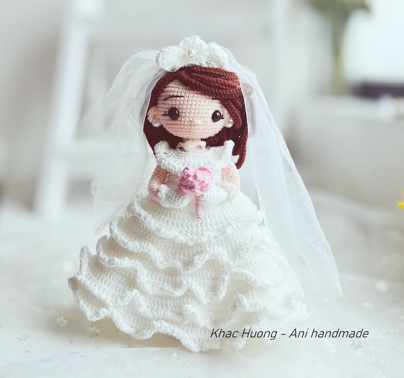 Patrón de muñeca de novia a crochet, Muñeca FARRAH (PDF inglés/alemán/español/francés/portugués) imagen 5