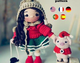 Crochet Donna Doll Pattern: Christmas Outfit, Pet Scarf (PDF)