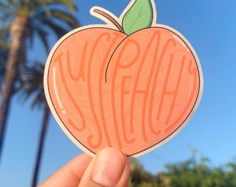 Just Peachy Sticker, Vinyl Laptop Sticker, Water bottle Sticker, Notebook Sticker, Weatherproof, Peach, Fruit, Food, Decal