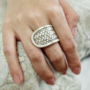 Karen Hill Tribe Silver Ring, Handmade Thai Silver Band, Adjustable Silver Hand Woven Ring, Statement Silver Piece, Pure Silver Ring