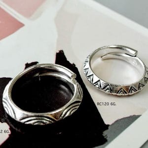 Handmade Thai Silver Ring, Karen Hill Tribe Handmade, Minimalist Silver Band Rings, Floral Motif, Unisex Silver, Gift Jewelry, From Thailand