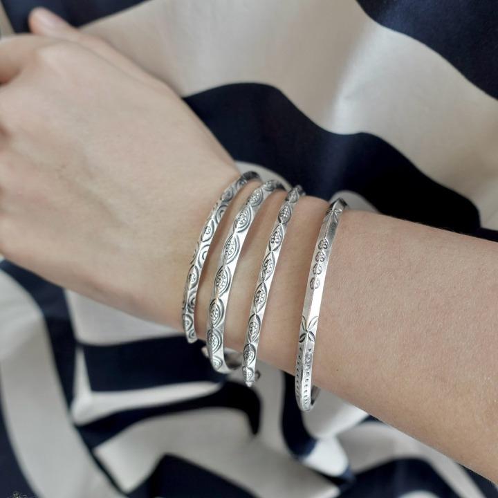 Silver Cuff Bracelet Gifts– 4 Handmade Thai Karen Silver Cuffs