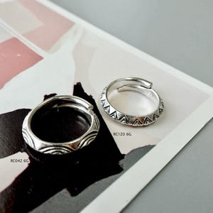 Handmade Thai Silver Ring, Karen Hill Tribe Handmade, Minimalist Silver Band Rings, Floral Motif, Unisex Silver, Gift Jewelry, From Thailand