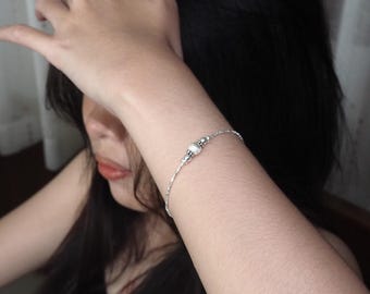 Thai Karen Hill Tribe Silver Beaded Bracelet - 6.5" - Minimalist Look | Gifts For Girlfriend