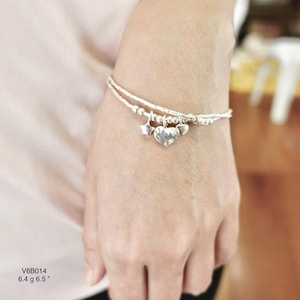 Bransoletka Silver Hearts, Bransoletki z tajskiej kolekcji Karen Hill Tribe Silver Heart dla kobiet, Prezent na Dzień Matki dla niej, Prezent na szczęście, Najlepszy przyjaciel