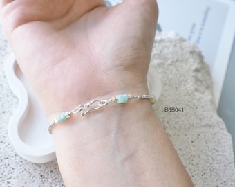 Handmade Karen Hill Tribe Silver Bracelet - 99% Pure Thai Silver Beaded Bracelet with Charm - Ethical Artisan Jewelry