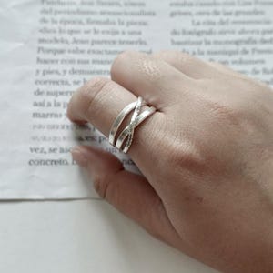Handcrafted Hill Tribe Silver Crossover Ring Woven Band, Adjustable Statement Free size Ring, Pure Thai Silver Handmade Karen Jewlery