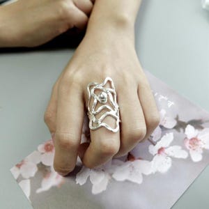 Thai Karen Hill Tribe Statement Silver Ring, Handmade Hill Tribe Jewelry, Silver Band, Vintage Thai,