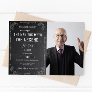 Ruhestand Einladung für Männer, der Mann der Mythos die Legende Einladung Whisky Ruhestand Einladung Vintage Einladung druckbare einladen