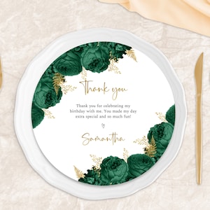 Smaragdgroene en gouden oplader, oplader voor verjaardagsbloemen, oplader voor quinceanera, groene rozen, bewerkbare sjabloon, FL24