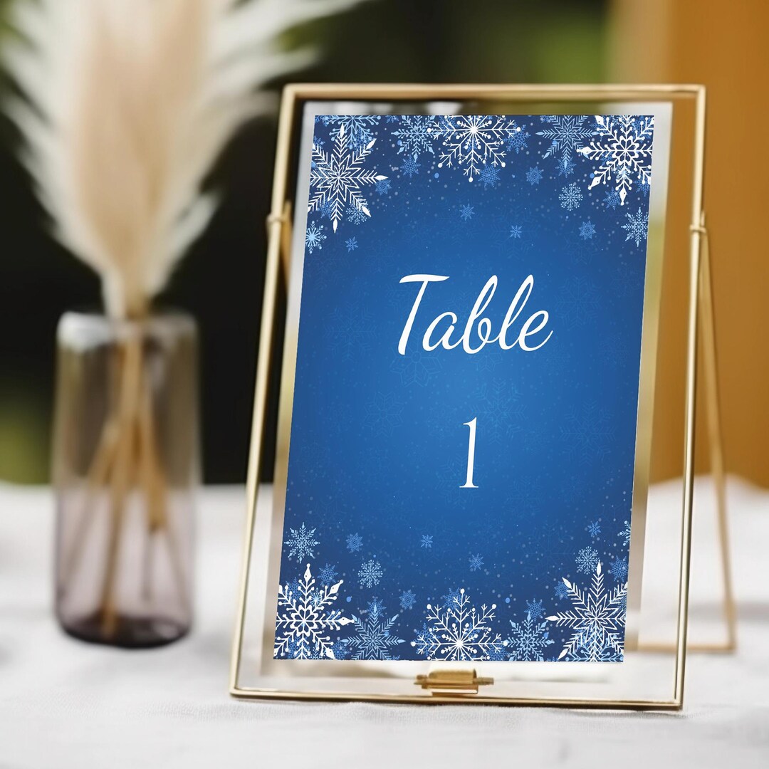 Editable Snowflakes Table Number Template, Winter Wedding Table Number ...