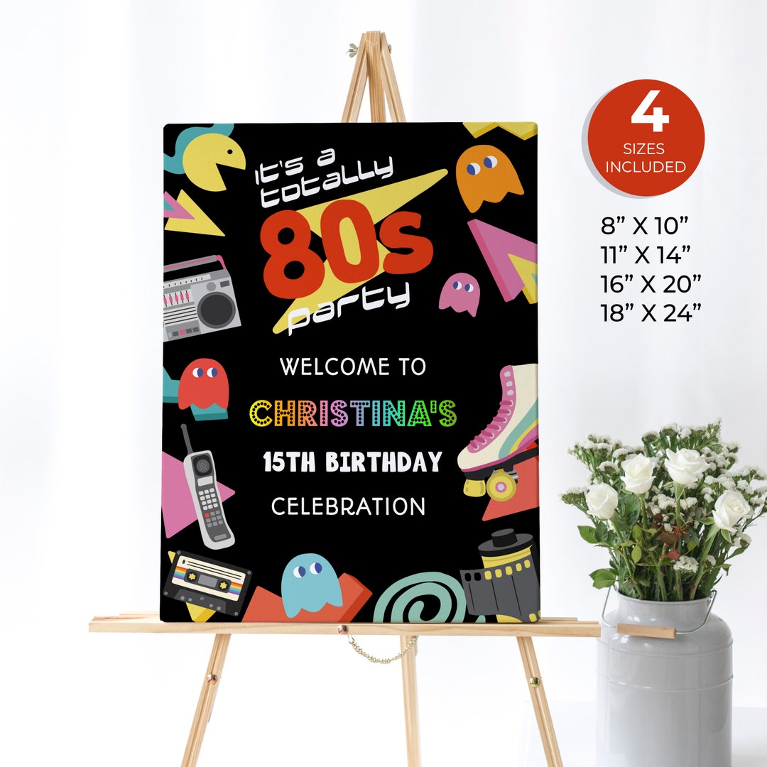 Halloween 80s Birthday Welcome Sign, 80s Theme Poster, 80s Custom Sign ...