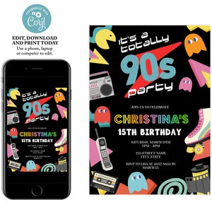 90s halloween birthday invitation, 90s theme invitation, 90s invitation, back to the 90s, 90s birthday party, 90s birthday party invitation