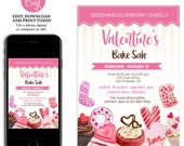 Valentine's Day Bake Sale Fundraising Flyer, Bake Sale Sign, Printable Invite Community Event Church School PTO PTA, Fundraising Invitation