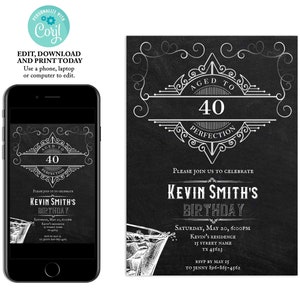 Whiskey Verjaardagsuitnodiging, Mannen Verjaardagsuitnodiging, Bourbon Uitnodiging, 40e Verjaardagsuitnodiging, Volwassen Verjaardagsuitnodiging, Instant Download