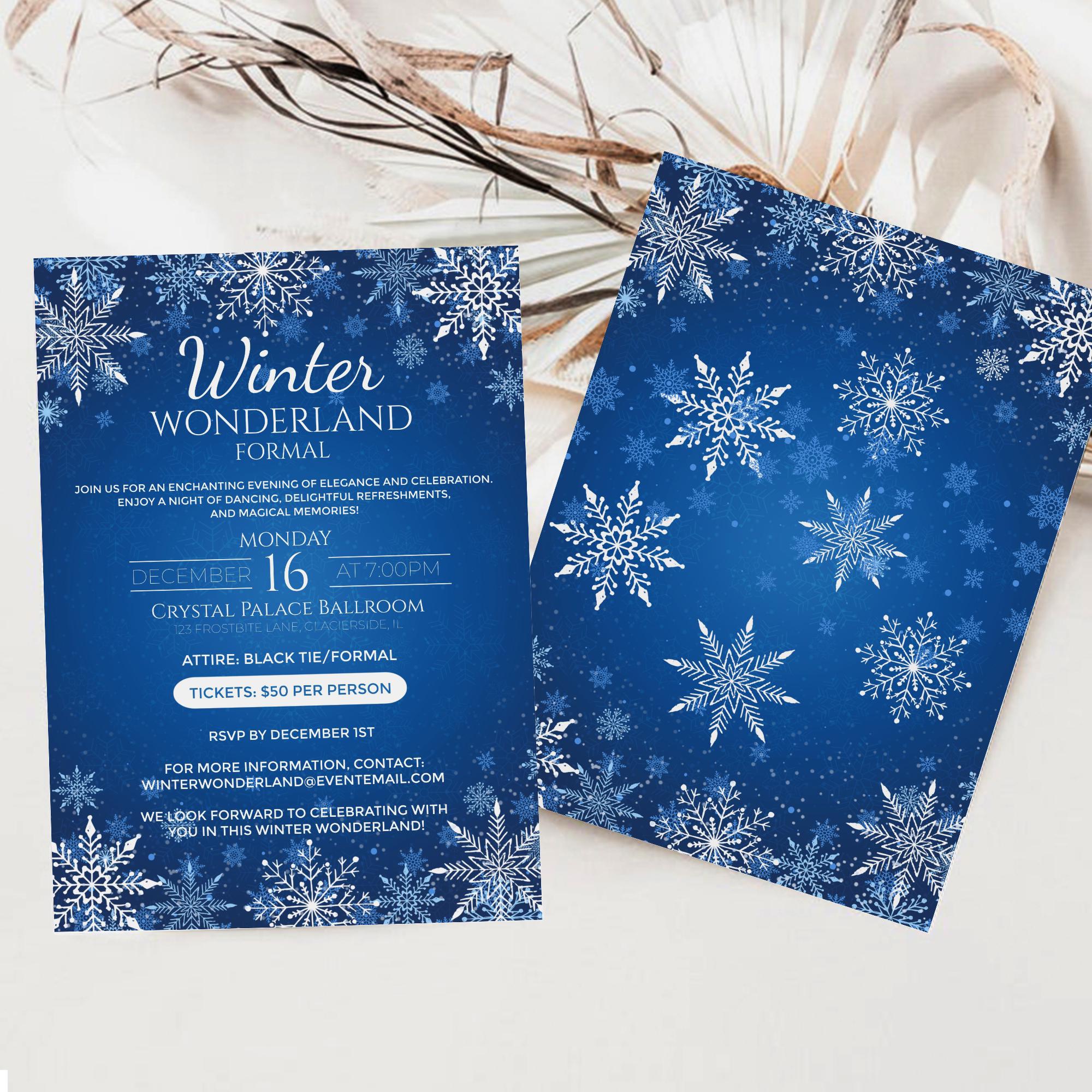 Editable Winter Formal Dance Invitation, Winter Wonderland, School ...
